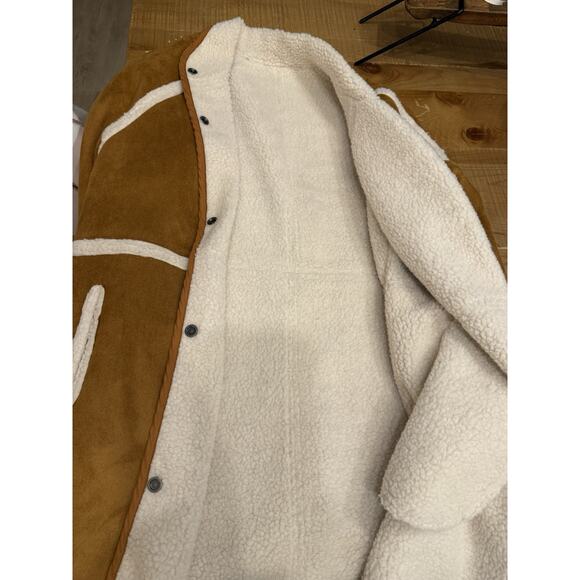 Womens Brown Mid Length Shearling and Suede coat - Picture 7 of 7